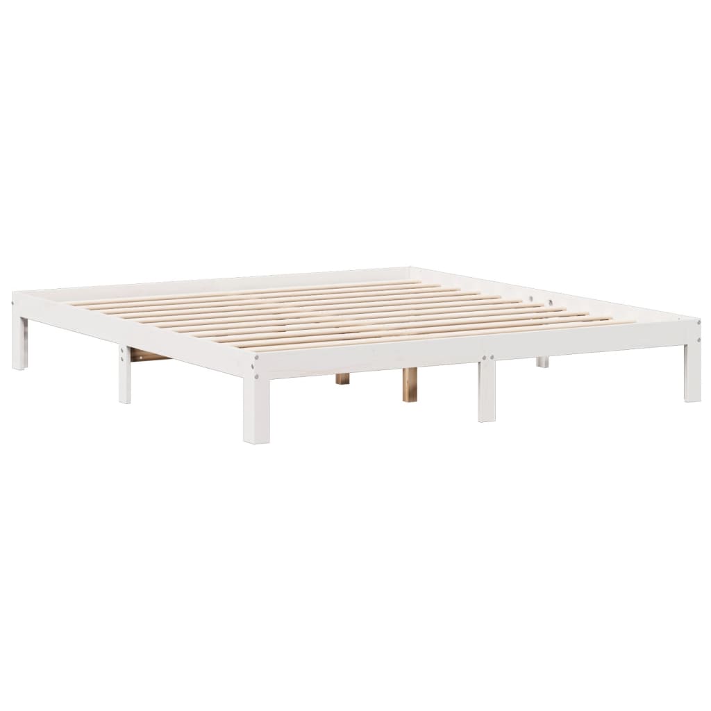 fehér tömör fenyőfa könyvespolcos ágy matrac nélkül 180x200 cm