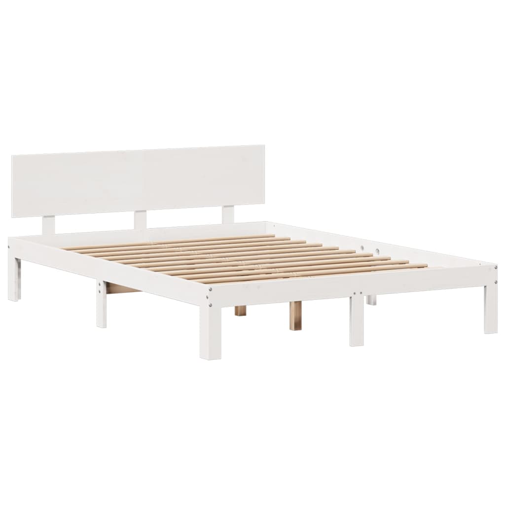 fehér tömör fenyőfa könyvespolcos ágy matrac nélkül 160x200 cm