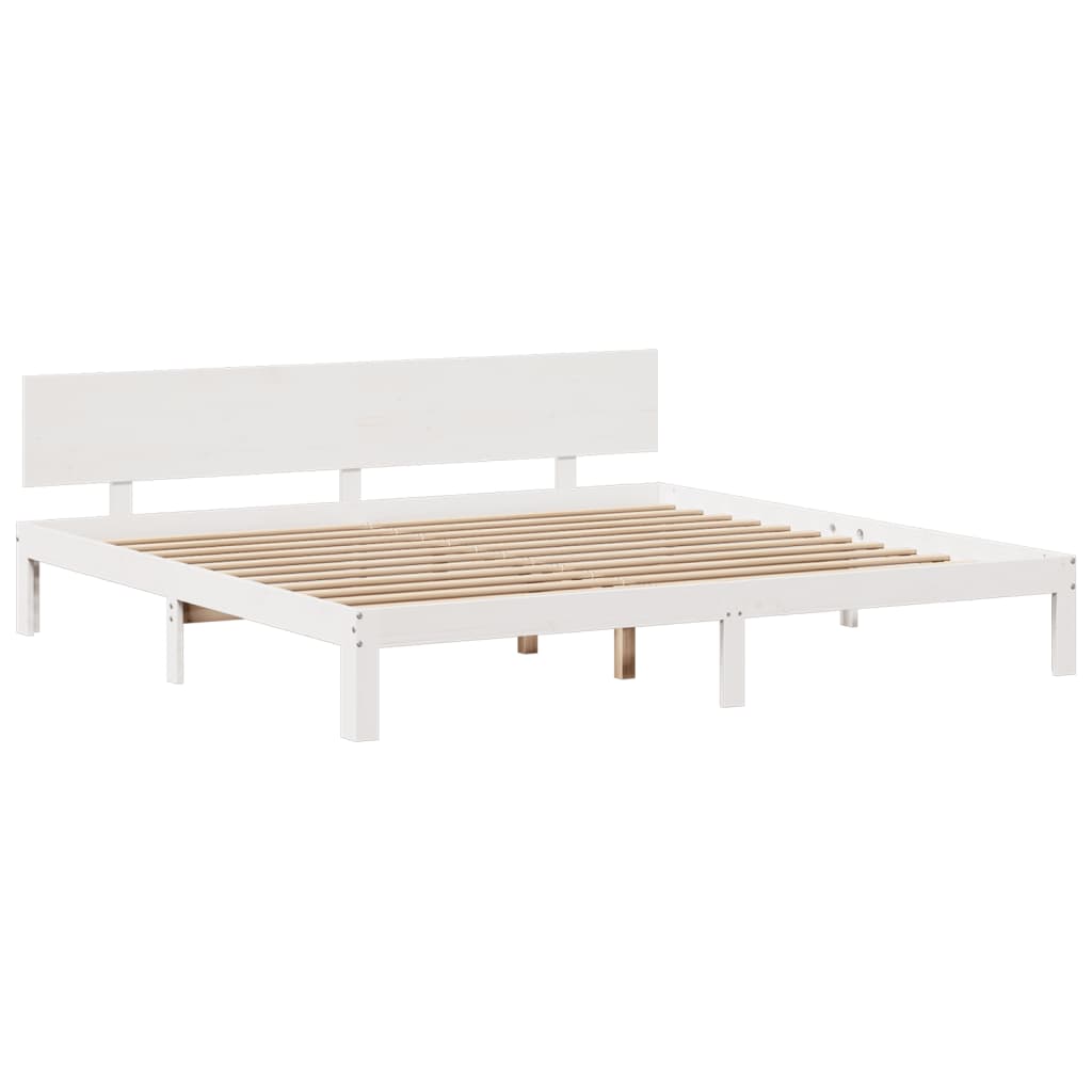 fehér tömör fenyőfa könyvespolcos ágy matrac nélkül 180x200 cm