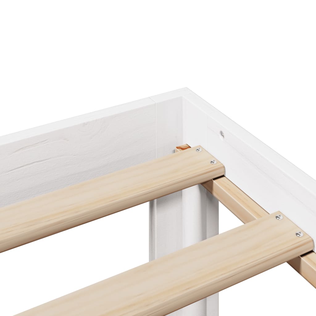 fehér tömör fenyőfa könyvespolcos ágy matrac nélkül 180x200 cm