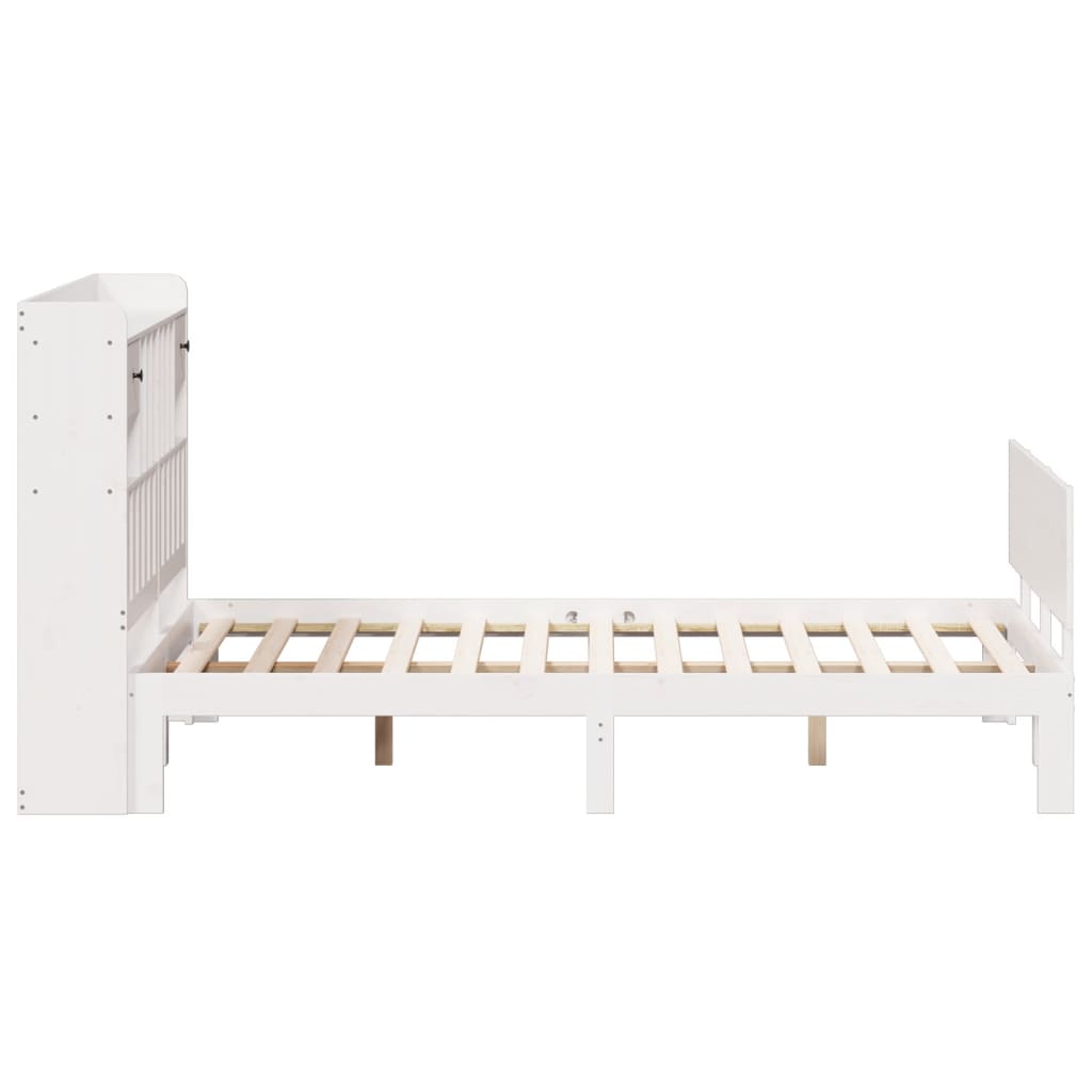 fehér tömör fenyőfa könyvespolcos ágy matrac nélkül 160x200 cm