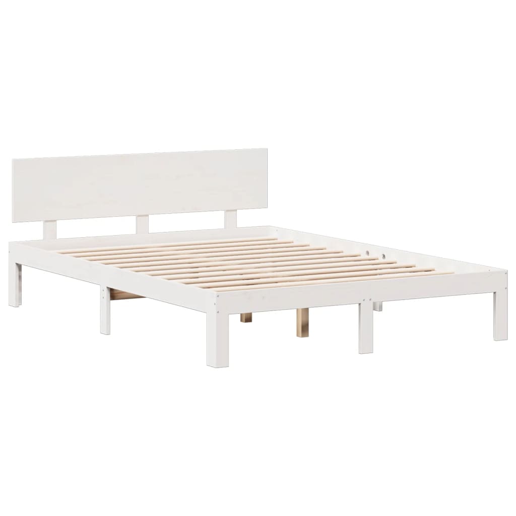 fehér tömör fenyőfa könyvespolcos ágy matrac nélkül 160x200 cm