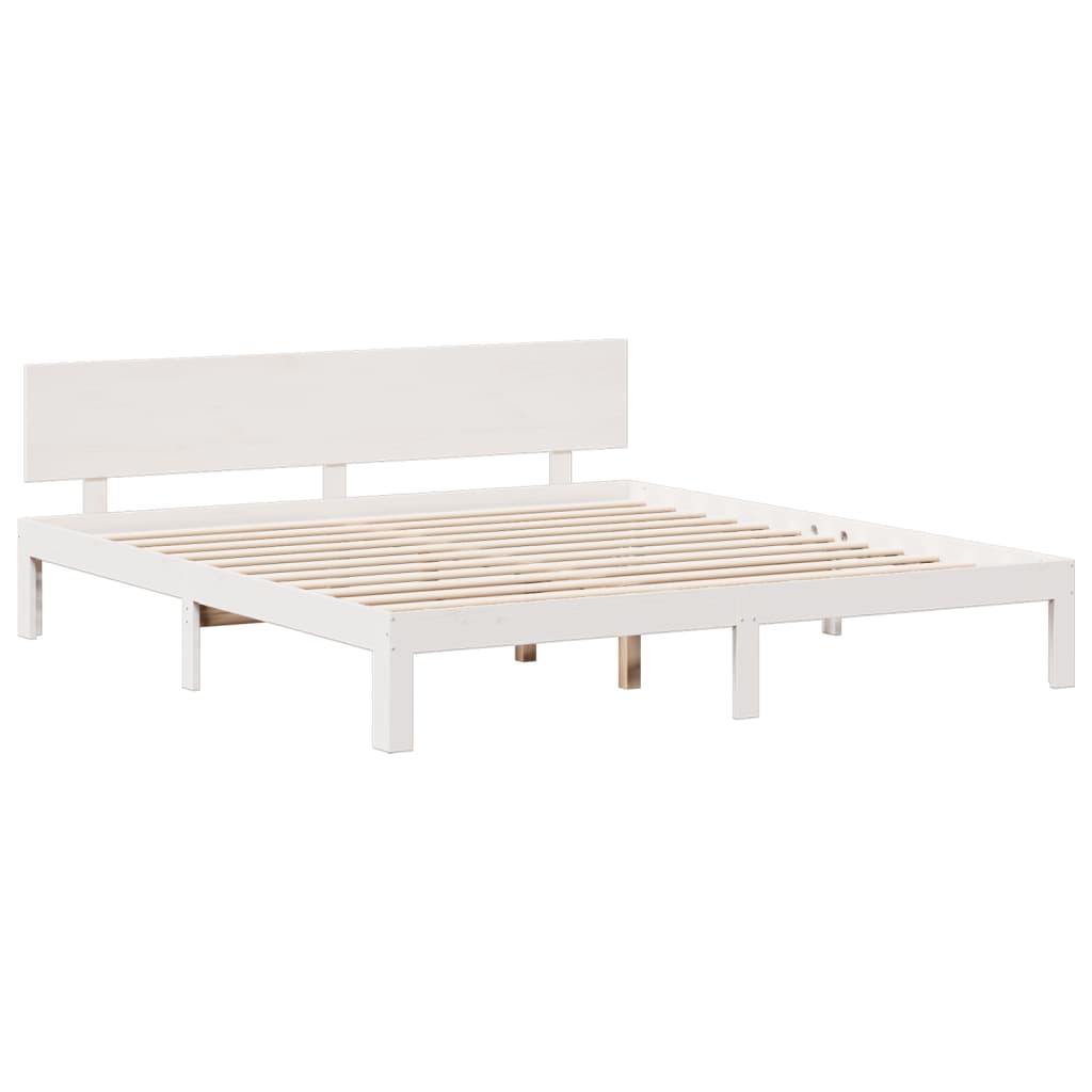 fehér tömör fenyőfa könyvespolcos ágy matrac nélkül 180x200 cm