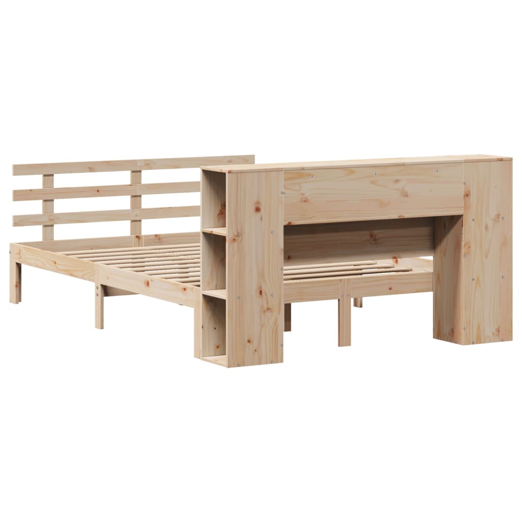 tömör fenyőfa könyvespolcos ágy matrac nélkül 135 x 190 cm