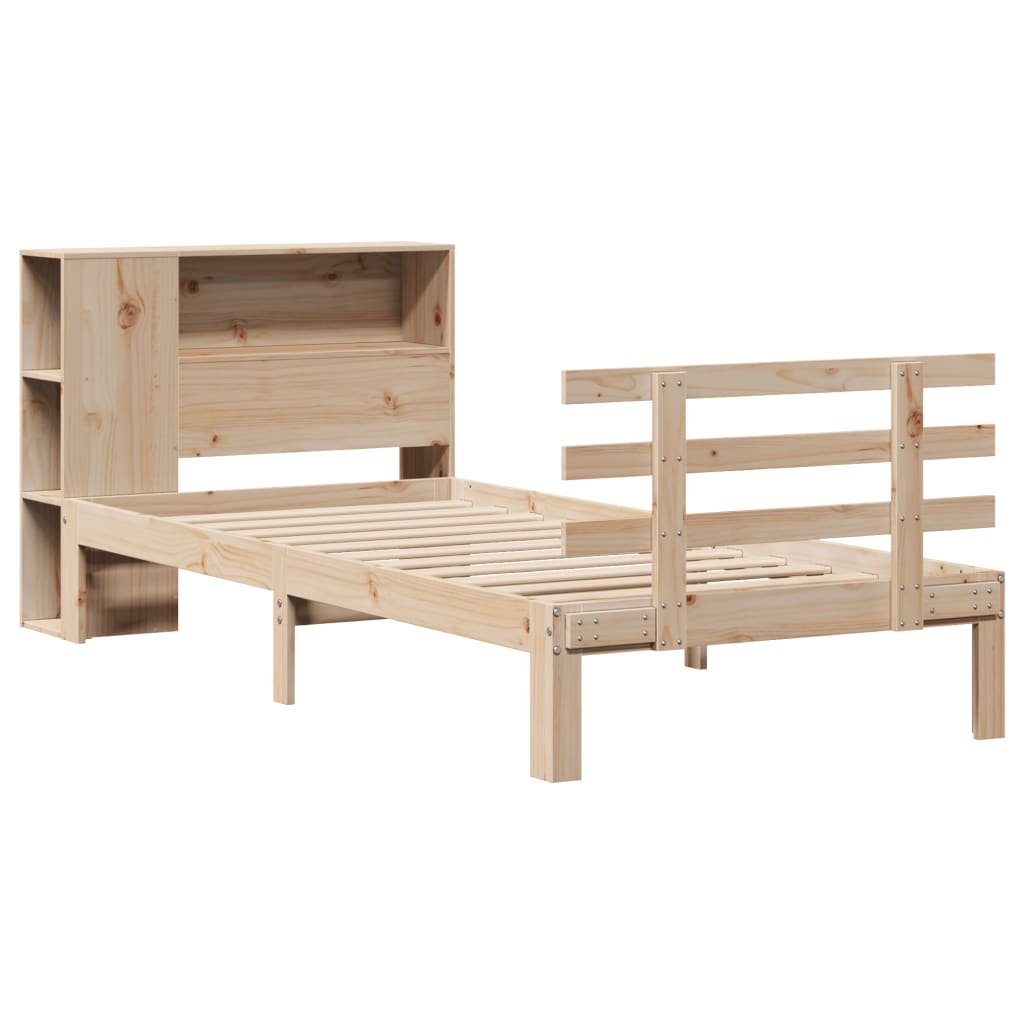 tömör fenyőfa könyvespolcos ágy matrac nélkül 75 x 190 cm