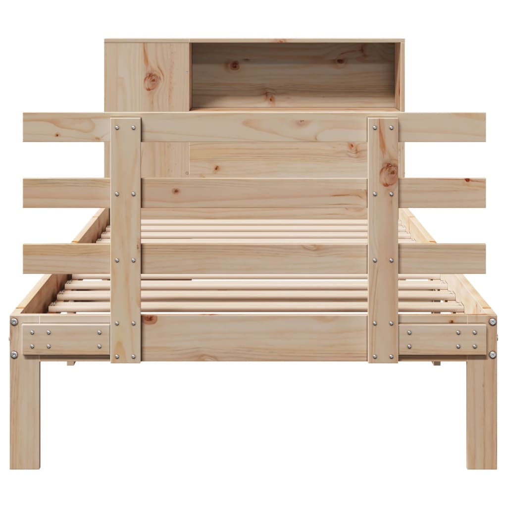 tömör fenyőfa könyvespolcos ágy matrac nélkül 75 x 190 cm