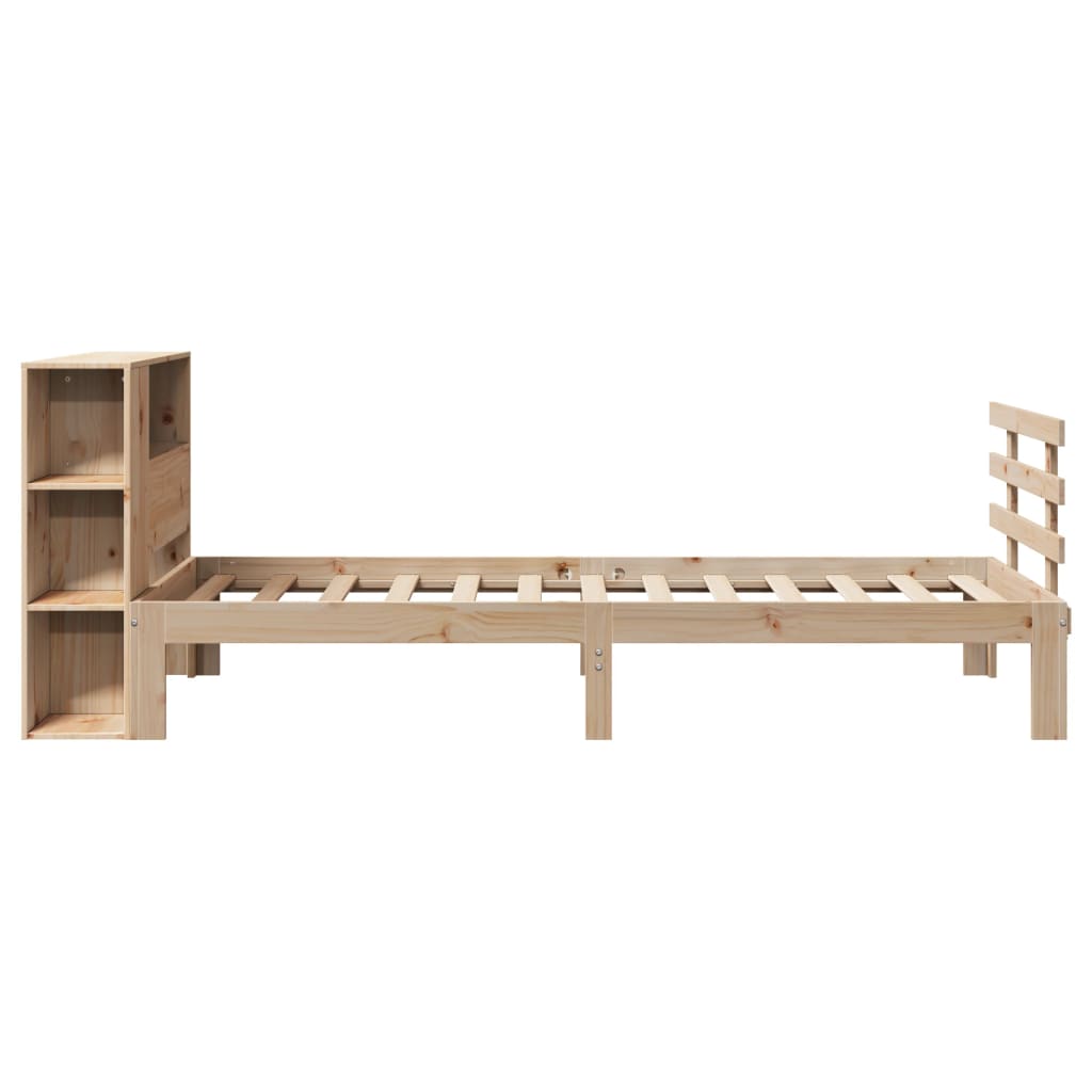 tömör fenyőfa könyvespolcos ágy matrac nélkül 75 x 190 cm