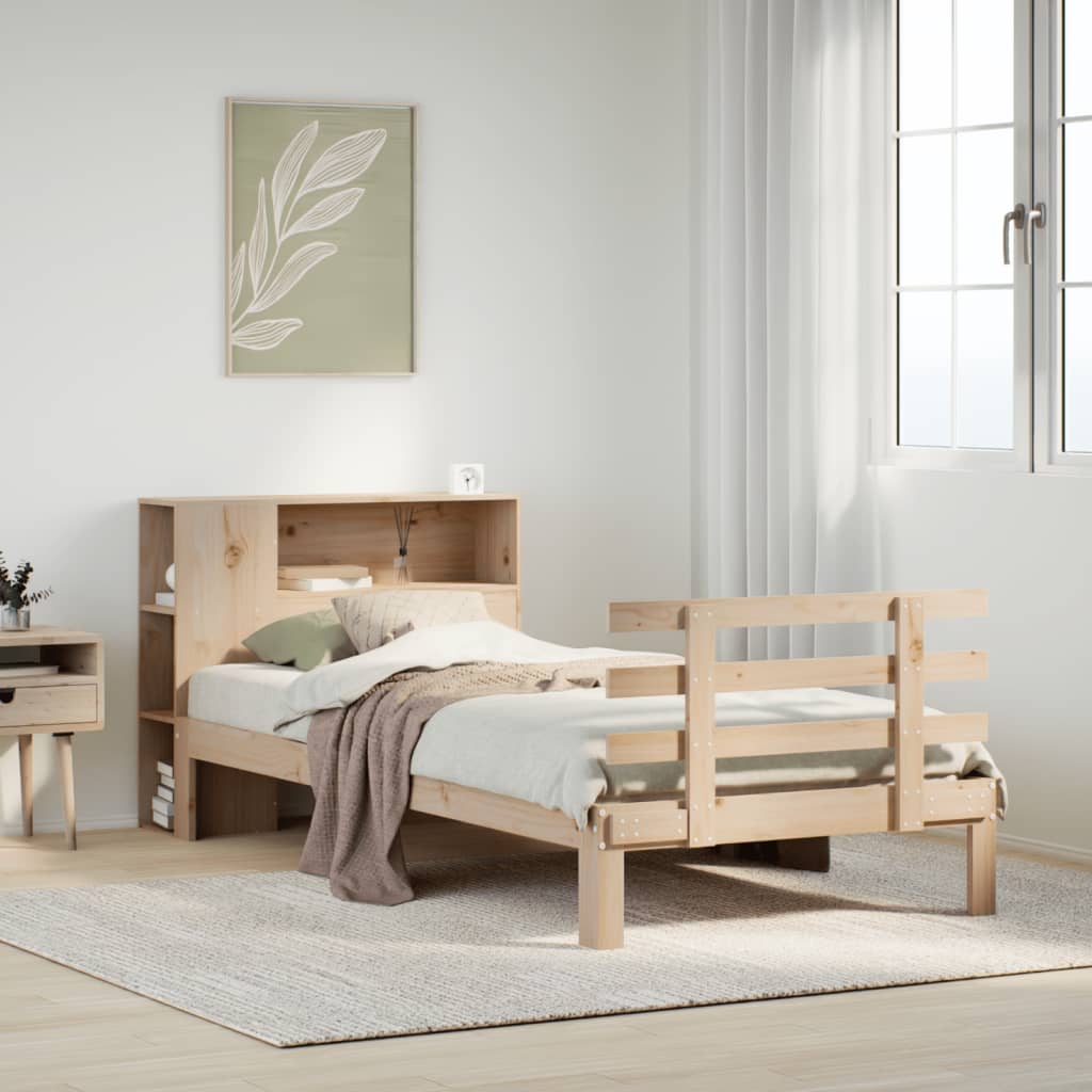 tömör fenyőfa könyvespolcos ágy matrac nélkül 75 x 190 cm