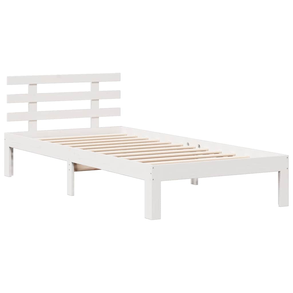 fehér tömör fenyőfa könyvespolcos ágy matrac nélkül 75 x 190 cm