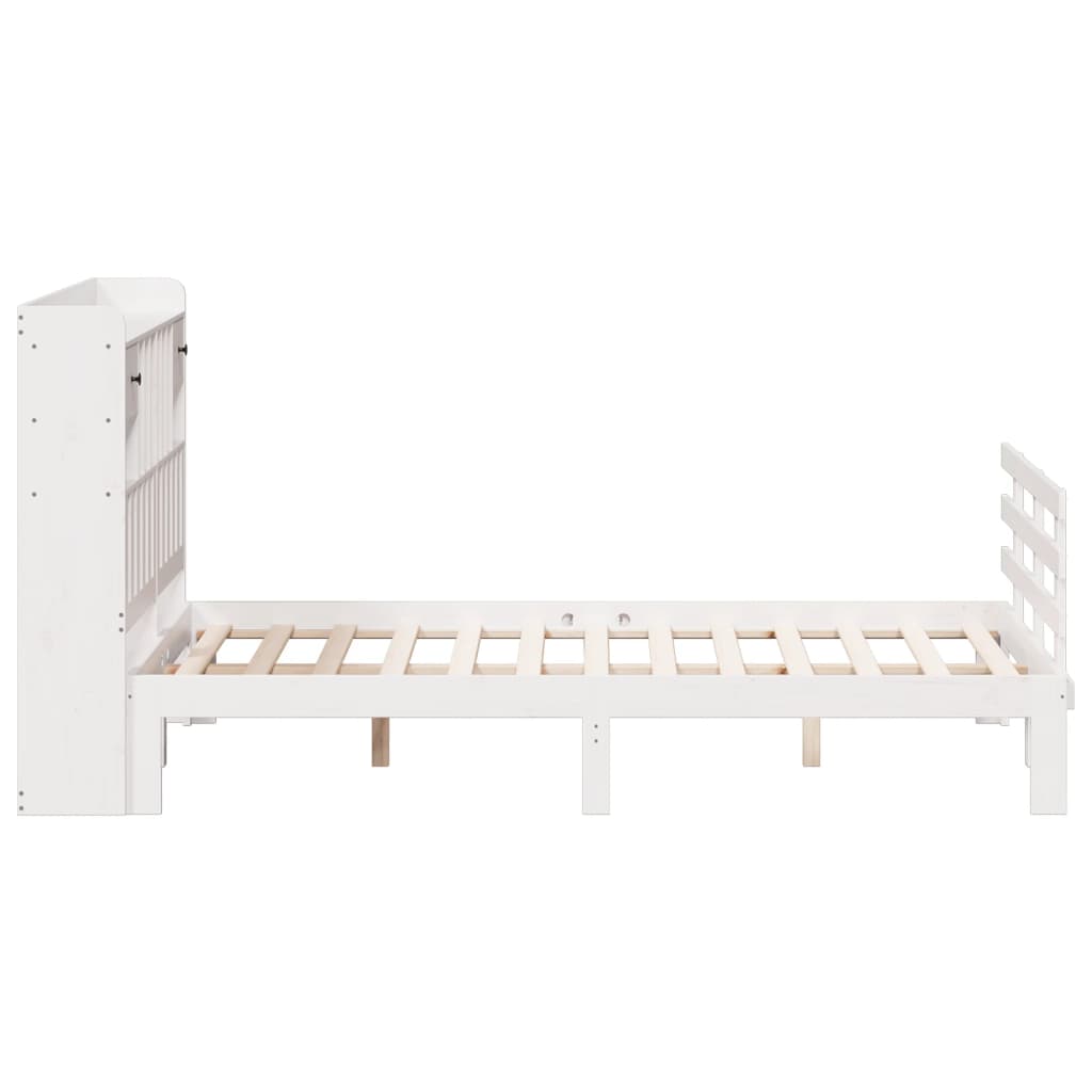 fehér tömör fenyőfa könyvespolcos ágy matrac nélkül 160x200 cm