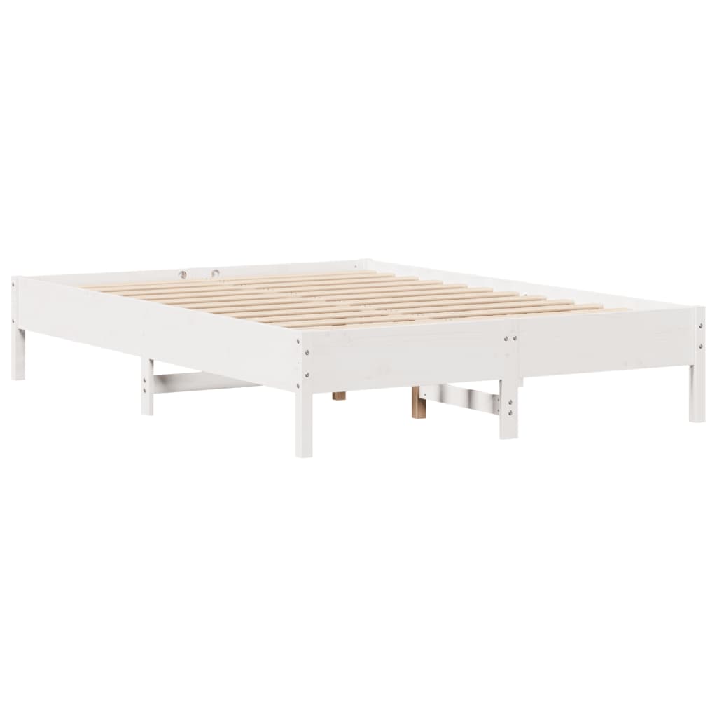 fehér tömör fenyőfa könyvespolcos ágy matrac nélkül 150x200 cm