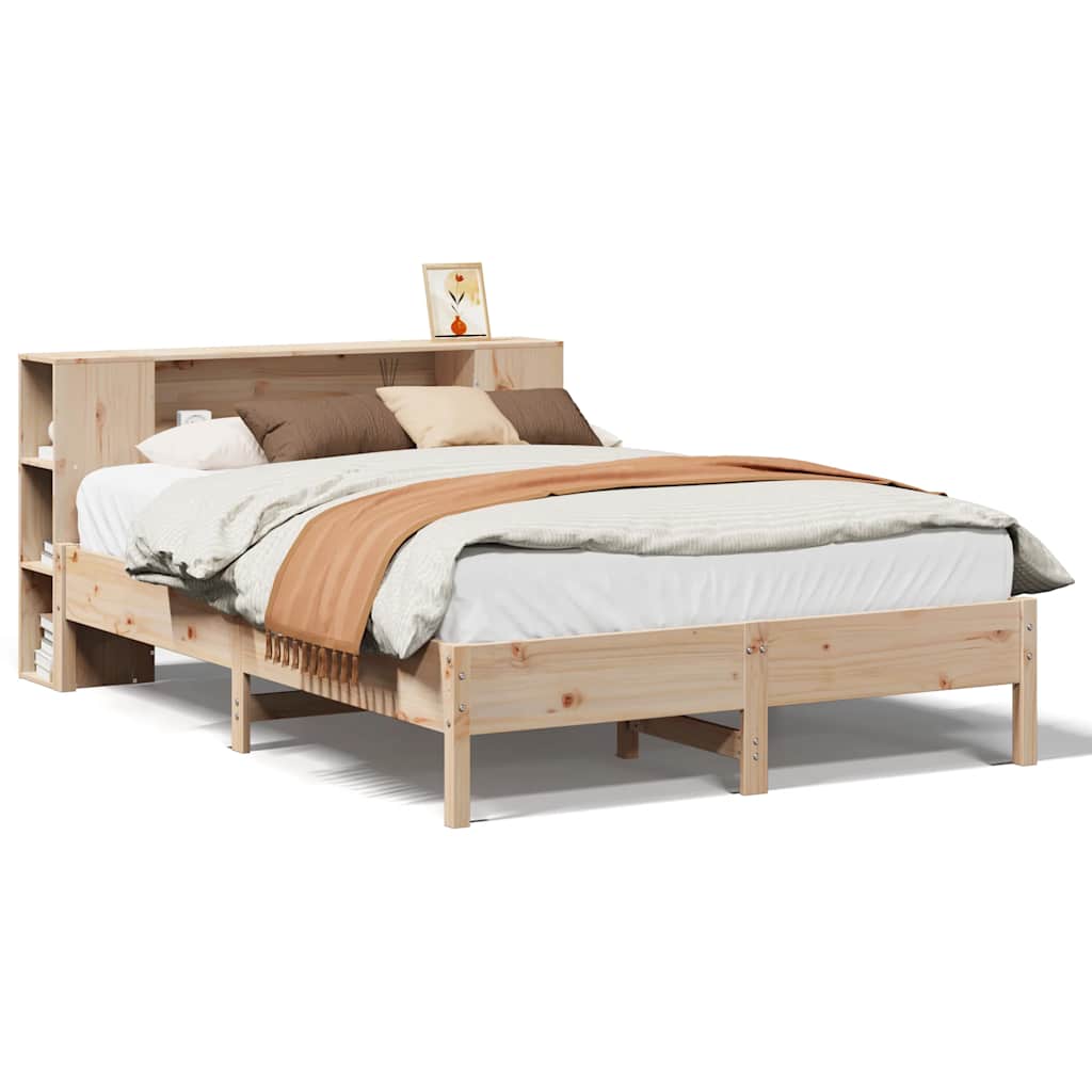 tömör fenyőfa könyvespolcos ágy matrac nélkül 135 x 190 cm