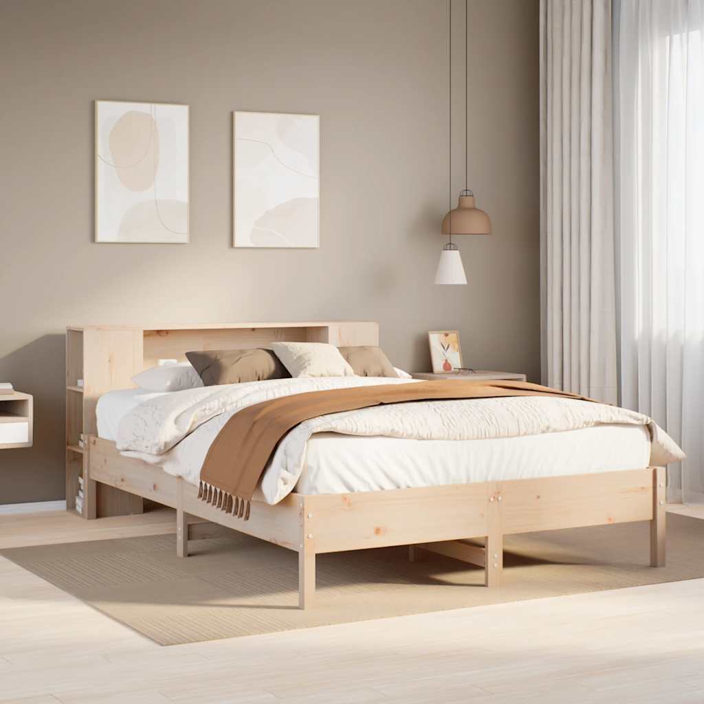 tömör fenyőfa könyvespolcos ágy matrac nélkül 135 x 190 cm