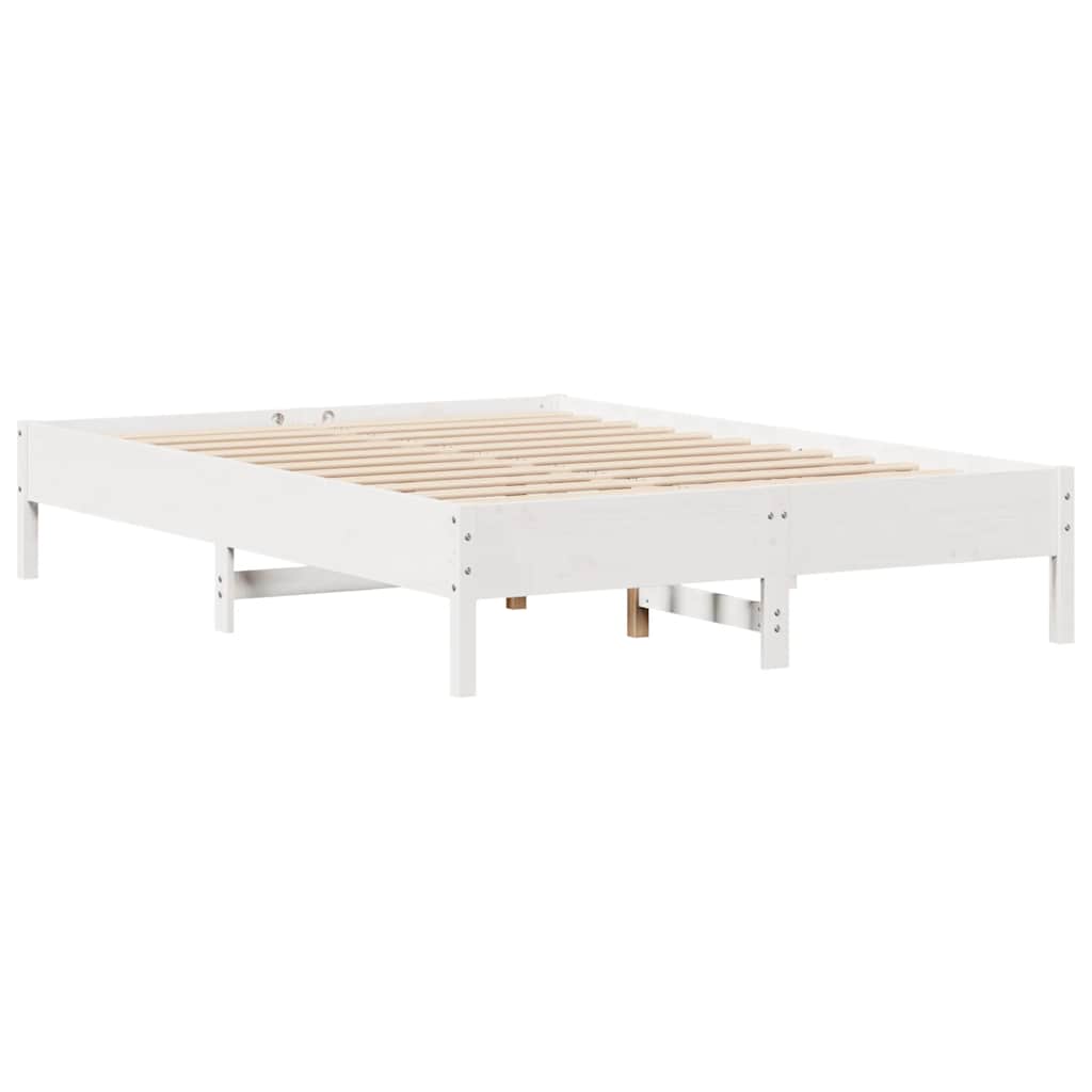fehér tömör fenyőfa könyvespolcos ágy matrac nélkül 135x190 cm