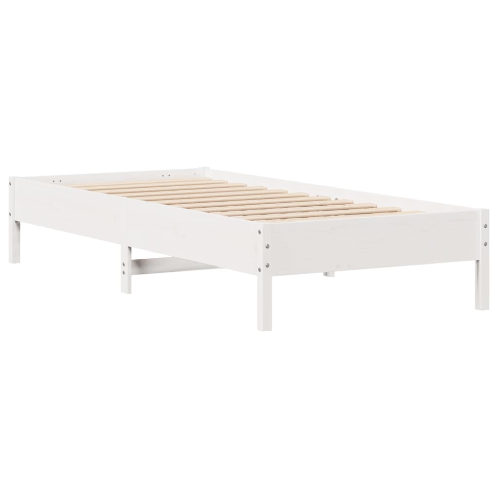 fehér tömör fenyőfa könyvespolcos ágy matrac nélkül 75 x 190 cm