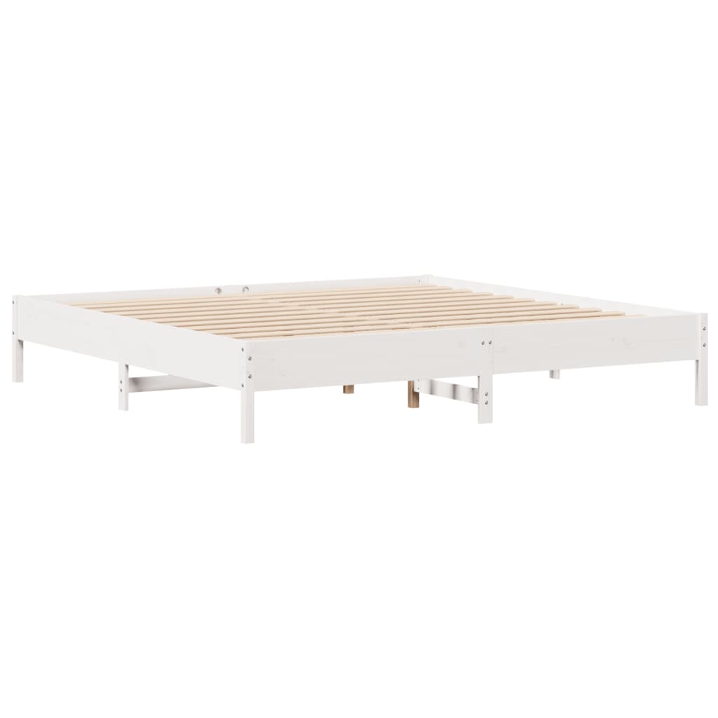 fehér tömör fenyőfa könyvespolcos ágy matrac nélkül 180x200 cm