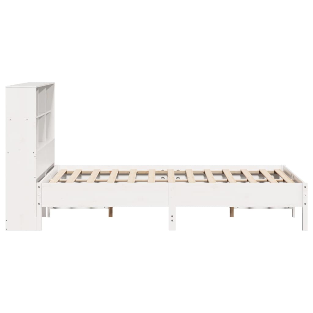 fehér tömör fenyőfa könyvespolcos ágy matrac nélkül 160x200 cm