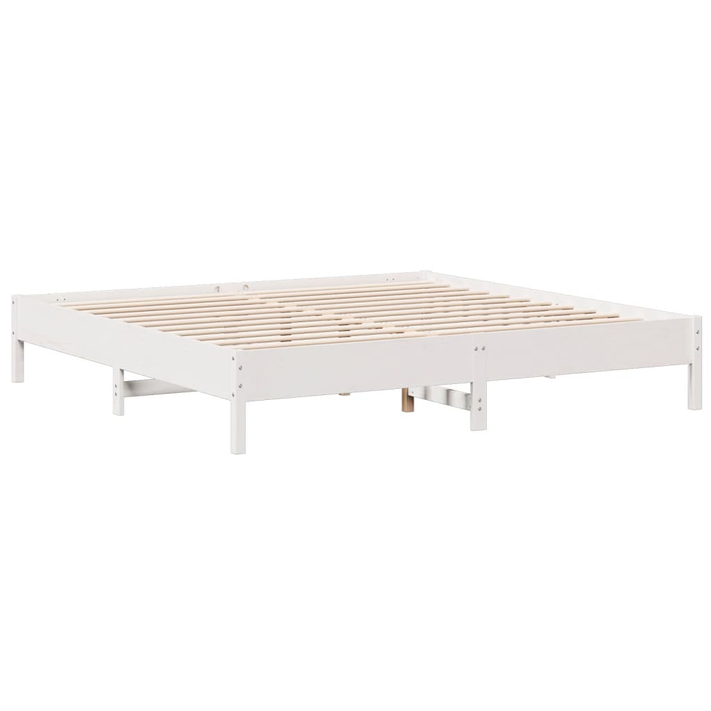 fehér tömör fenyőfa könyvespolcos ágy matrac nélkül 180x200 cm