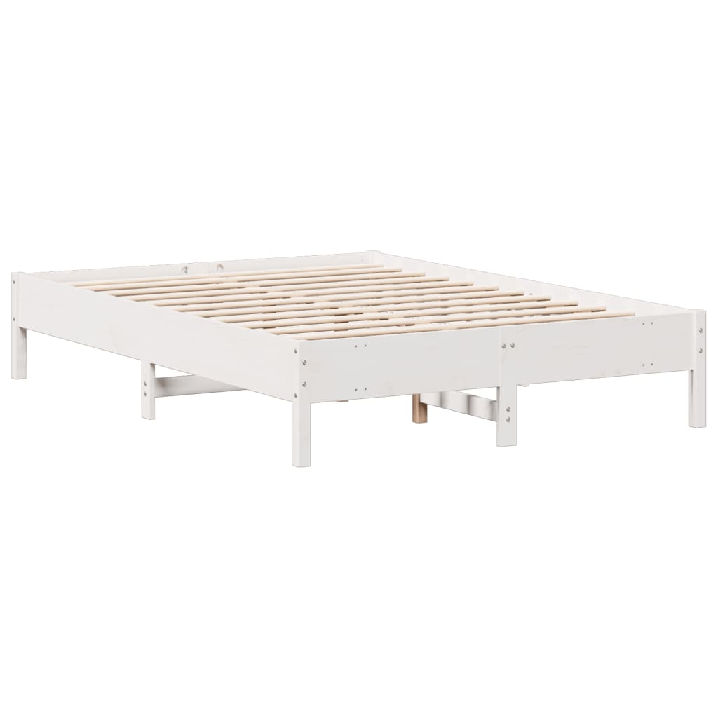 fehér tömör fenyőfa könyvespolcos ágy matrac nélkül 160x200 cm
