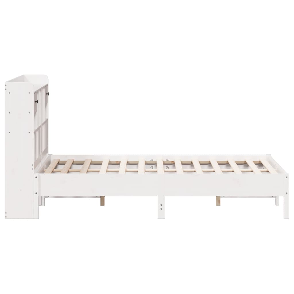 fehér tömör fenyőfa könyvespolcos ágy matrac nélkül 150x200 cm