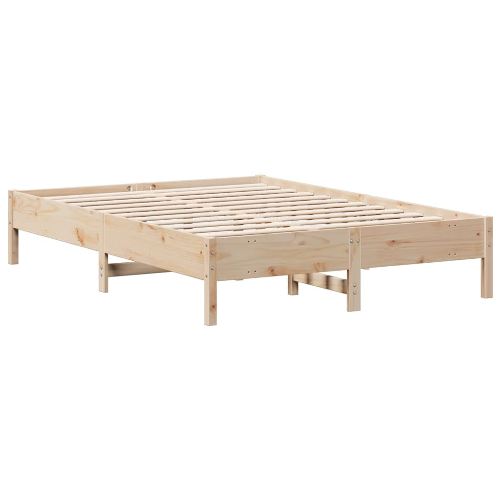 tömör fenyőfa könyvespolcos ágy matrac nélkül 140 x 200 cm