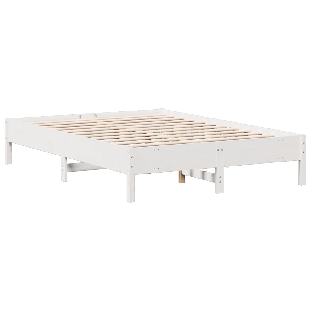 fehér tömör fenyőfa könyvespolcos ágy matrac nélkül 140x200 cm