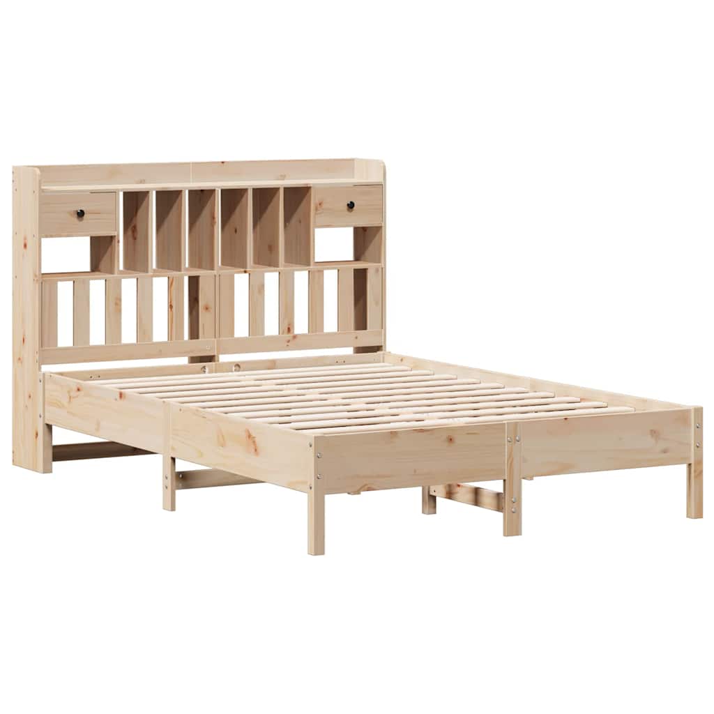tömör fenyőfa könyvespolcos ágy matrac nélkül 135 x 190 cm