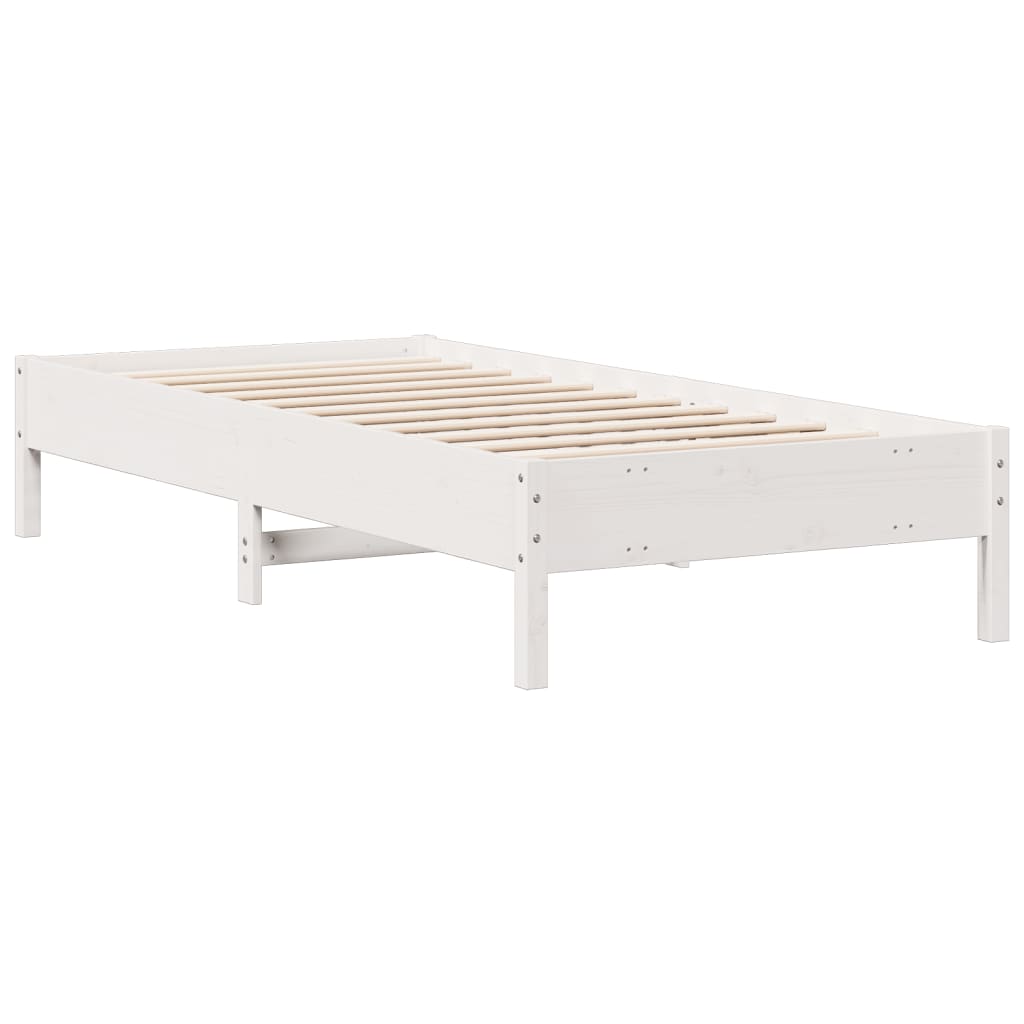 fehér tömör fenyőfa könyvespolcos ágy matrac nélkül 90 x 190 cm