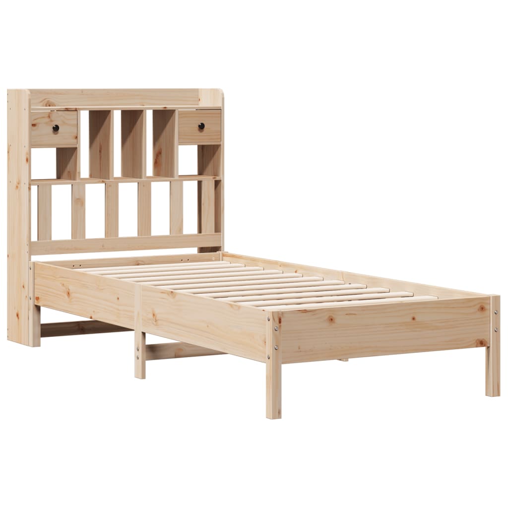 tömör fenyőfa könyvespolcos ágy matrac nélkül 75 x 190 cm