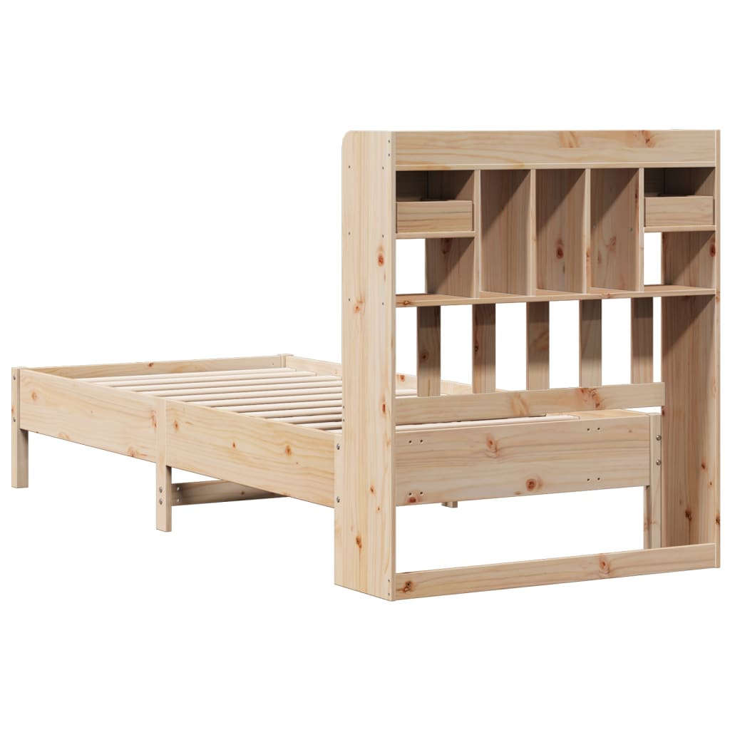 tömör fenyőfa könyvespolcos ágy matrac nélkül 75 x 190 cm