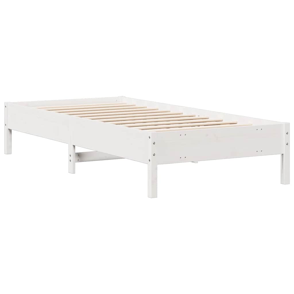 fehér tömör fenyőfa könyvespolcos ágy matrac nélkül 75 x 190 cm