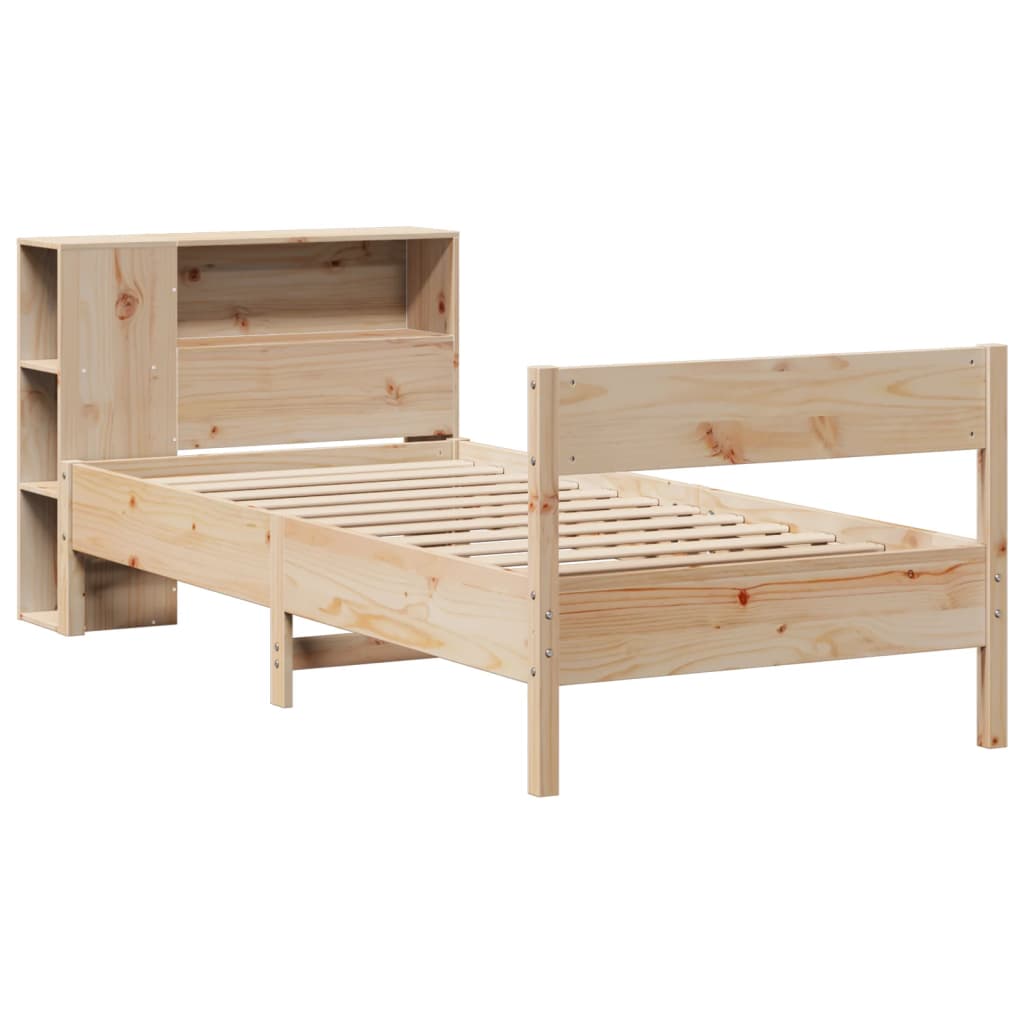 tömör fenyőfa könyvespolcos ágy matrac nélkül 75 x 190 cm