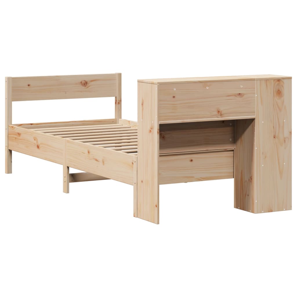 tömör fenyőfa könyvespolcos ágy matrac nélkül 75 x 190 cm