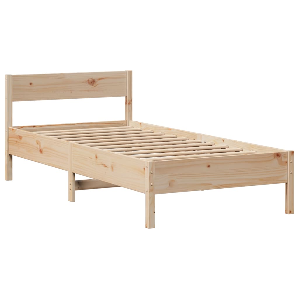 tömör fenyőfa könyvespolcos ágy matrac nélkül 75 x 190 cm