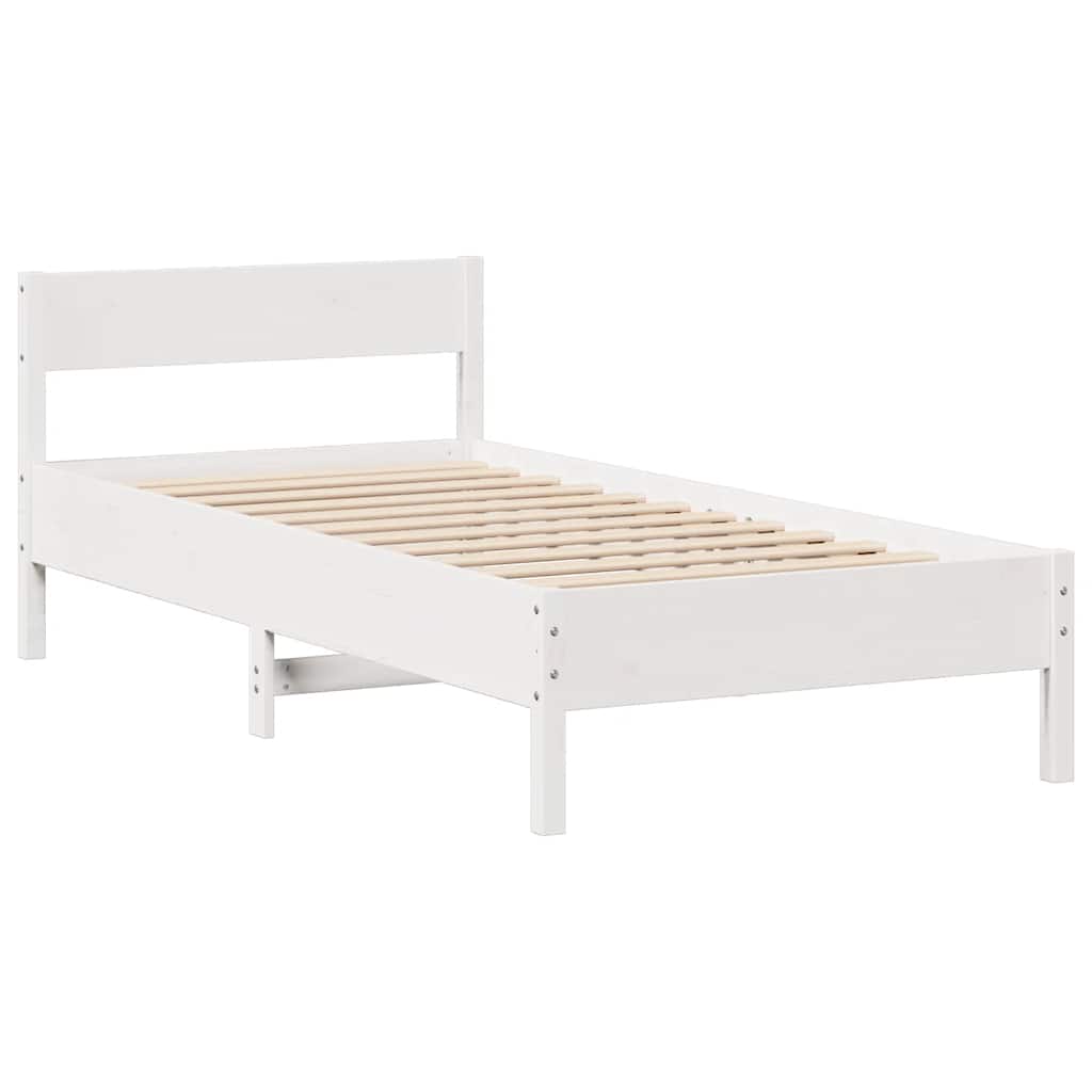 fehér tömör fenyőfa könyvespolcos ágy matrac nélkül 75 x 190 cm