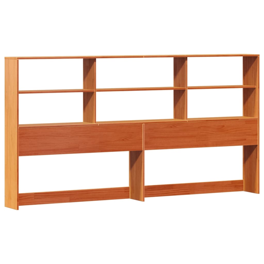 barna tömör fenyőfa könyvespolcos ágy matrac nélkül 200 x 200cm
