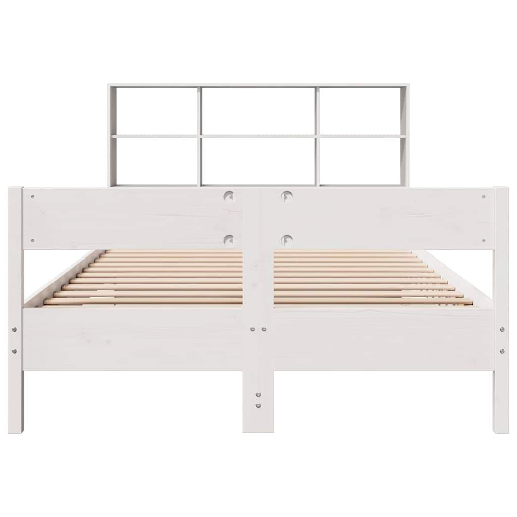 fehér tömör fenyőfa könyvespolcos ágy matrac nélkül 160x200 cm