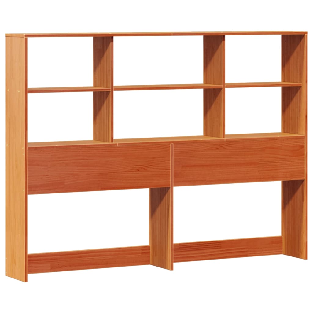 barna tömör fenyőfa könyvespolcos ágy matrac nélkül 120 x 200cm