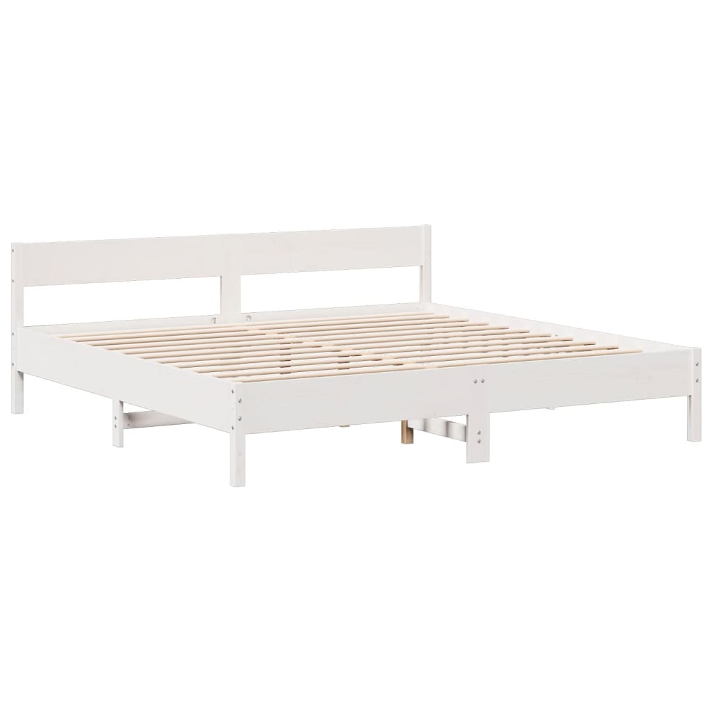 fehér tömör fenyőfa könyvespolcos ágy matrac nélkül 180x200 cm
