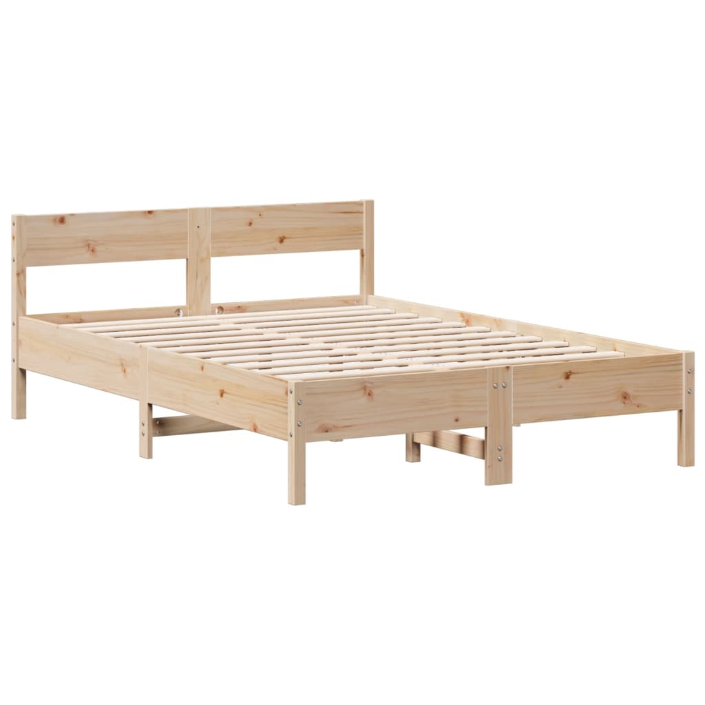 tömör fenyőfa könyvespolcos ágy matrac nélkül 140 x 190 cm