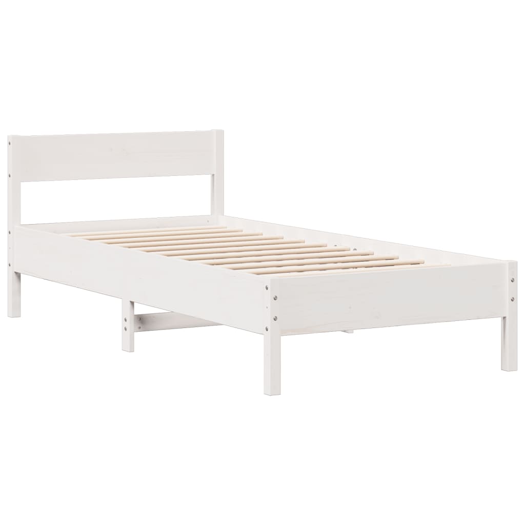 fehér tömör fenyőfa könyvespolcos ágy matrac nélkül 75 x 190 cm