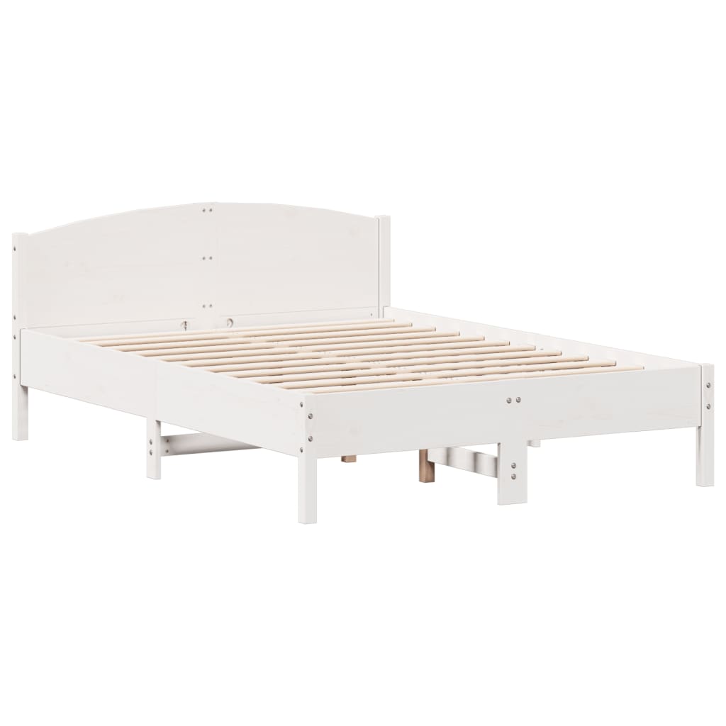 fehér tömör fenyőfa könyvespolcos ágy matrac nélkül 140x190 cm