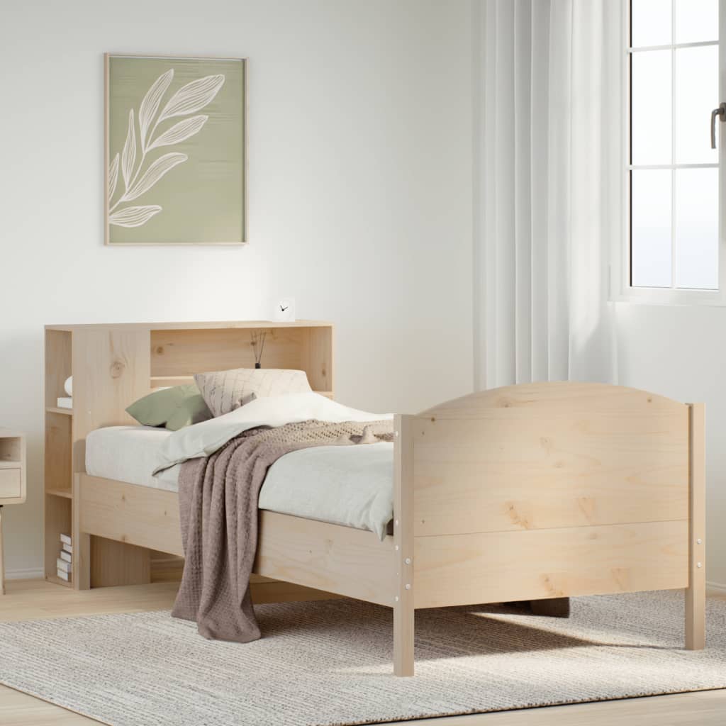 tömör fenyőfa könyvespolcos ágy matrac nélkül 75 x 190 cm