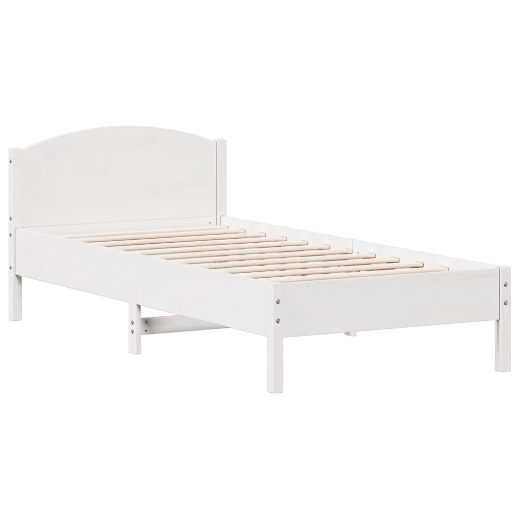 fehér tömör fenyőfa könyvespolcos ágy matrac nélkül 75 x 190 cm