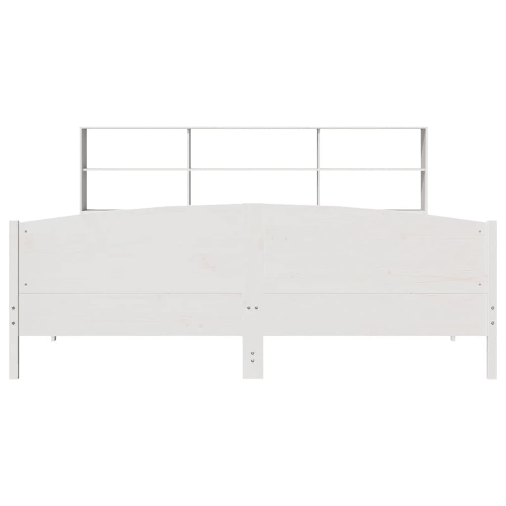 fehér tömör fenyőfa könyvespolcos ágy matrac nélkül 180x200 cm