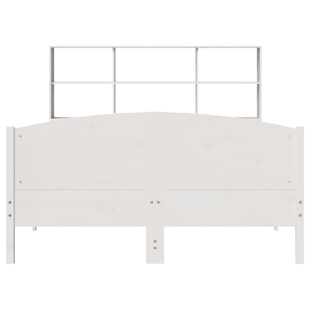 fehér tömör fenyőfa könyvespolcos ágy matrac nélkül 160x200 cm