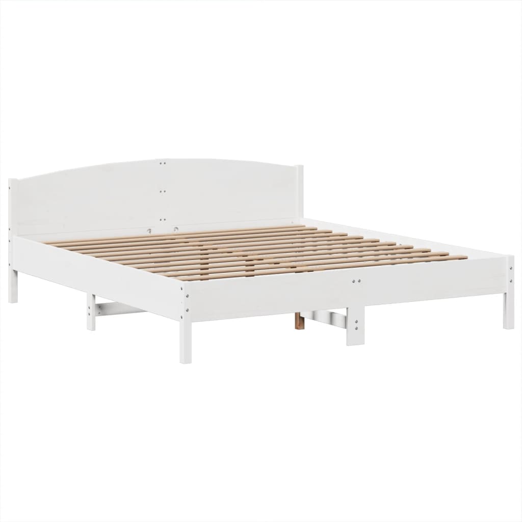 fehér tömör fenyőfa könyvespolcos ágy matrac nélkül 180x200 cm