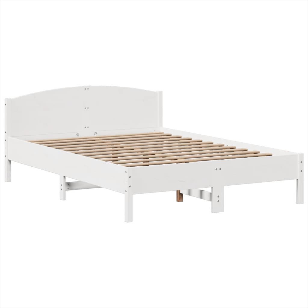 fehér tömör fenyőfa könyvespolcos ágy matrac nélkül 150x200 cm