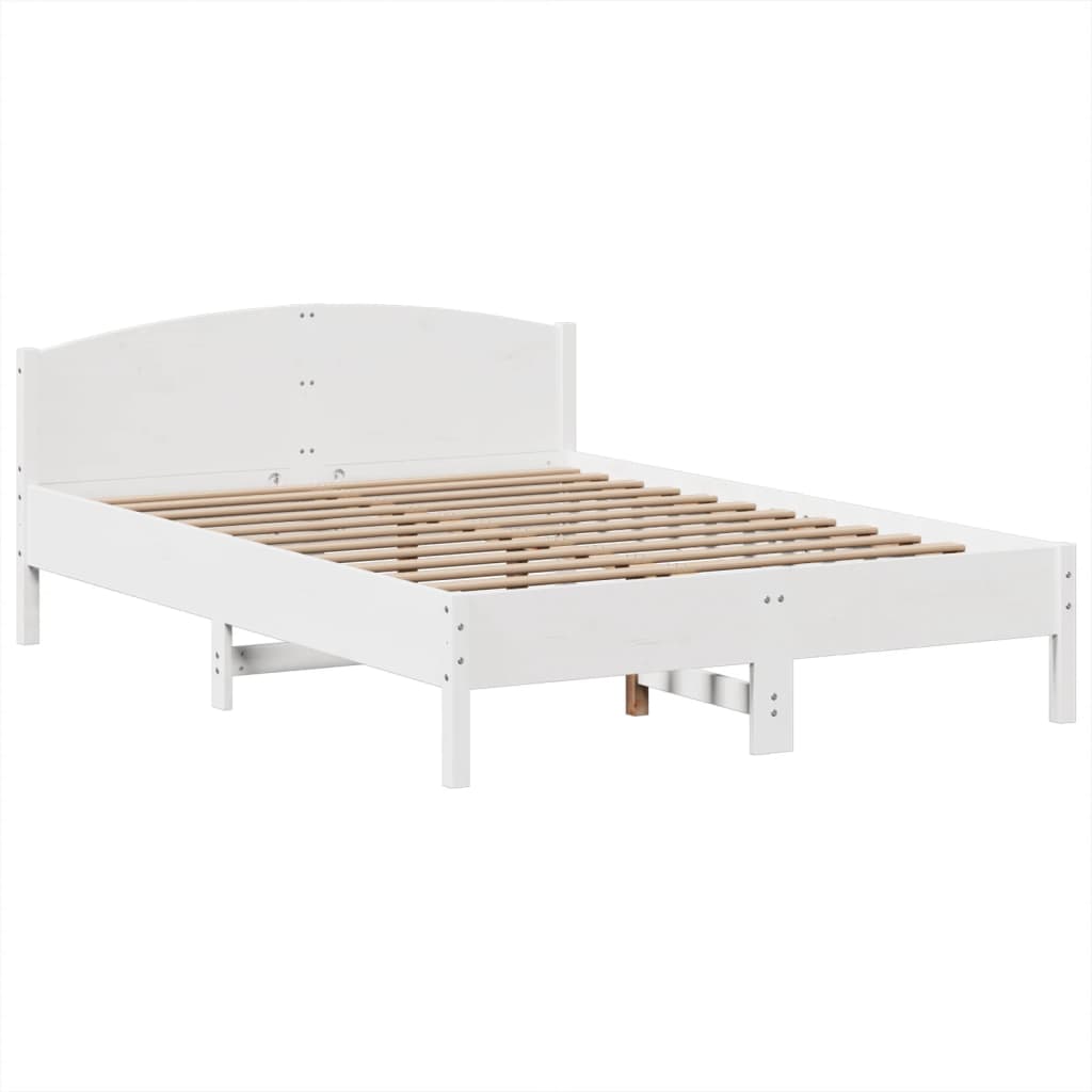 fehér tömör fenyőfa könyvespolcos ágy matrac nélkül 140x190 cm