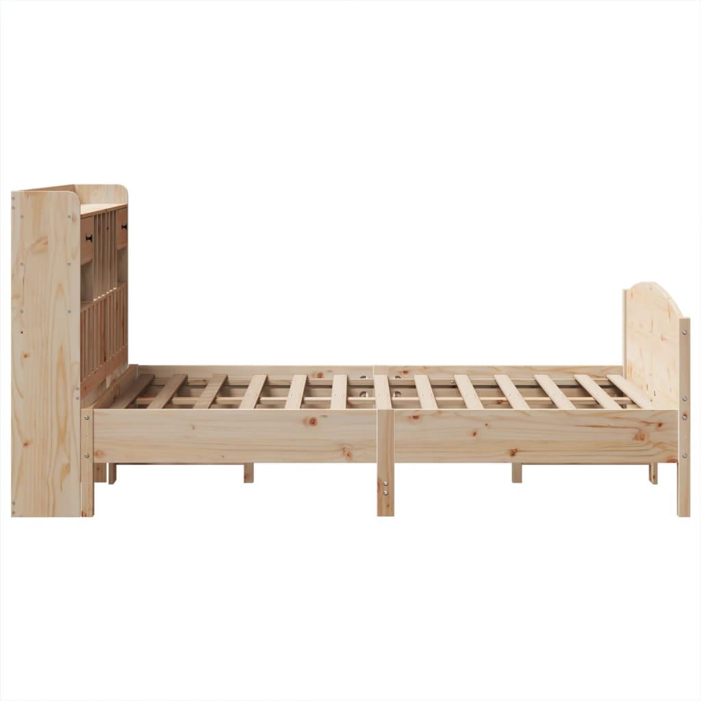 tömör fenyőfa könyvespolcos ágy matrac nélkül 135 x 190 cm
